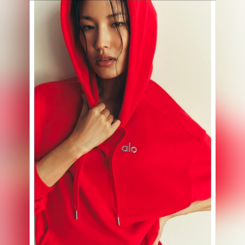 ALO Yoga Red Hooded Sweatshirt
